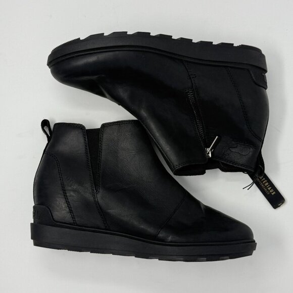 Sorel Evie II Zip Waterproof Leather Ankle Bootie Womens 9 Black Wedges City NWT - Picture 14 of 16